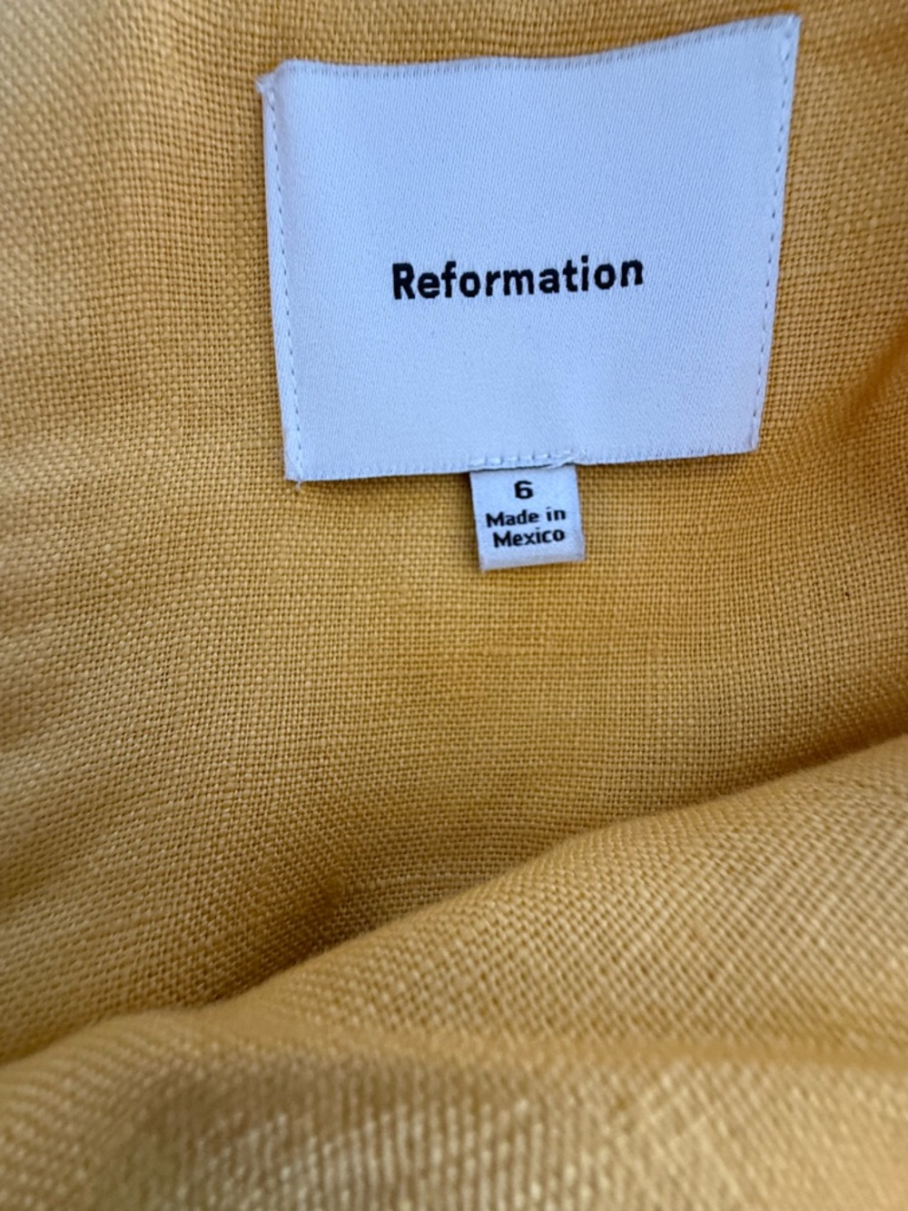 Reformation Monette Linen Dress Yellow - Size 6 - Picture 6 of 7